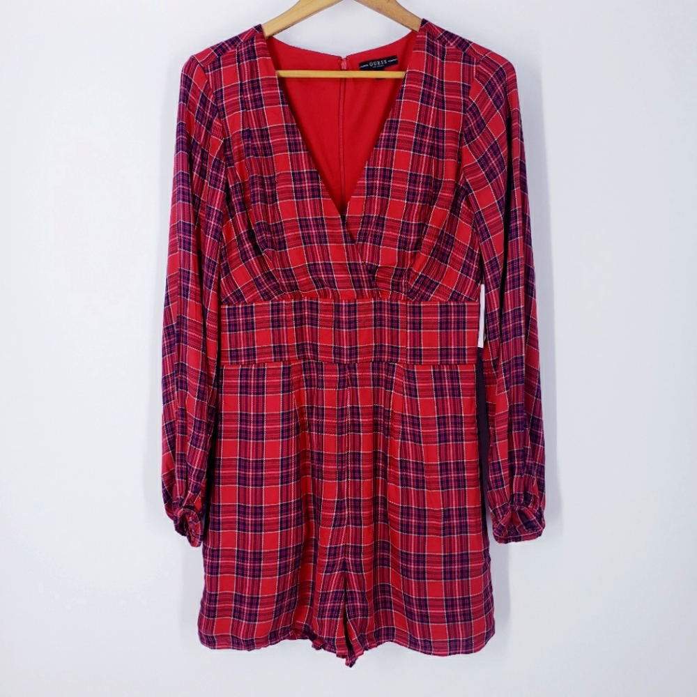 Guess Long Sleeve Dacey Surplice Neck Romper 8 NWT